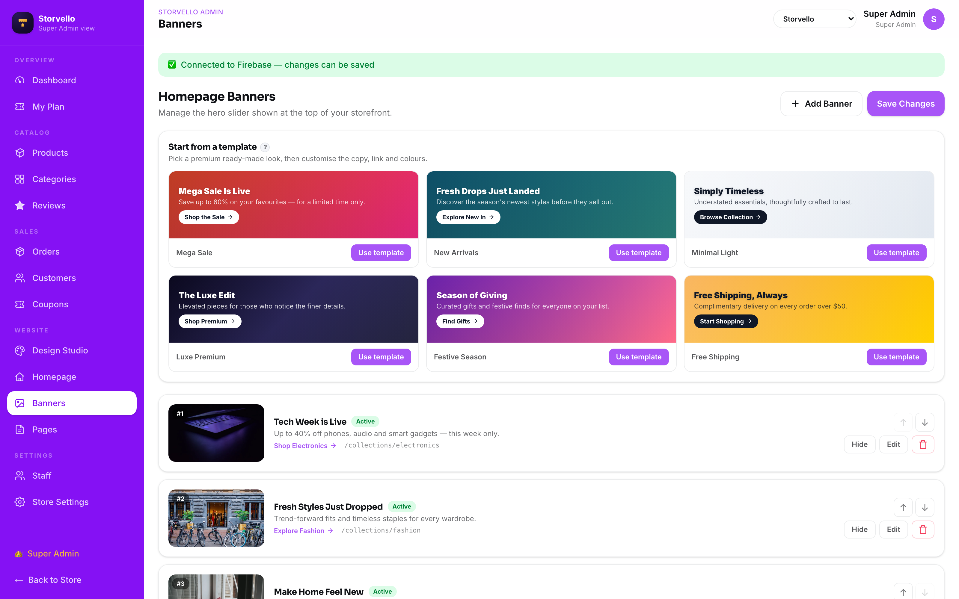 Banners — homepage promotions in seconds